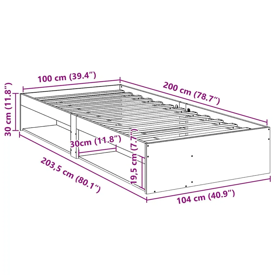 Lit de jour sans matelas blanc 100x200 cm bois de pin massif - 11