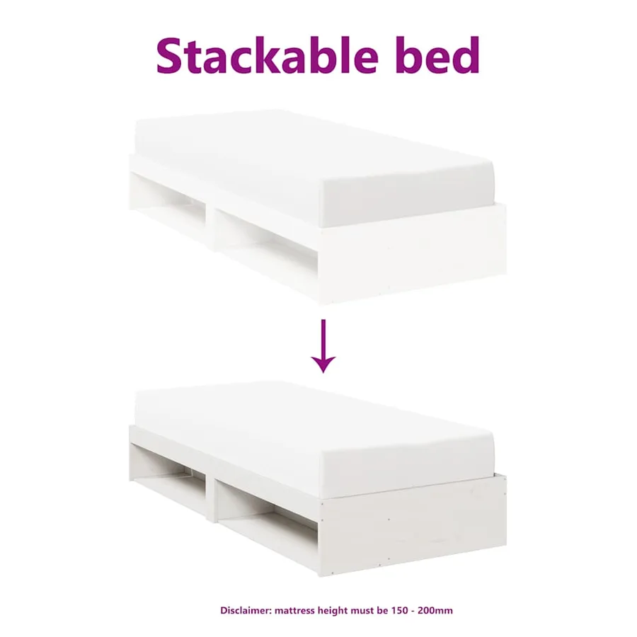 Lit de jour sans matelas blanc 100x200 cm bois de pin massif - 8