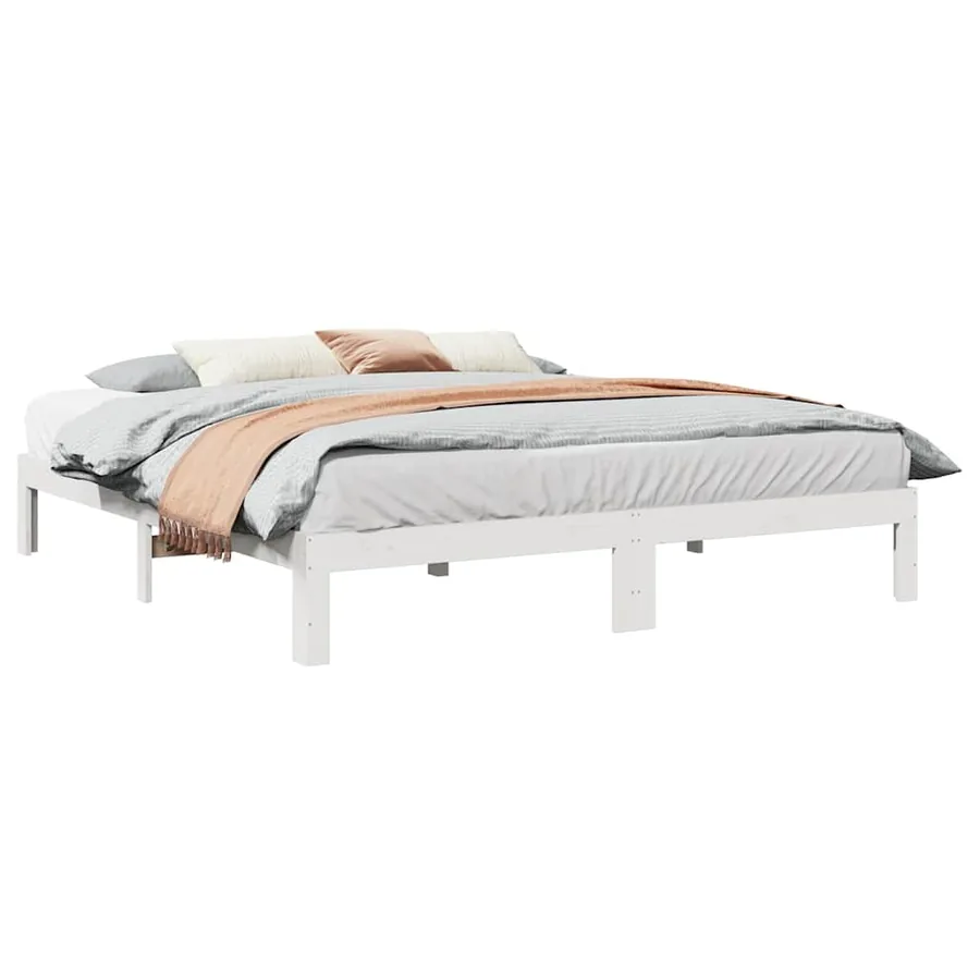 Cadre de lit sans matelas blanc 160x200 cm bois de pin massif