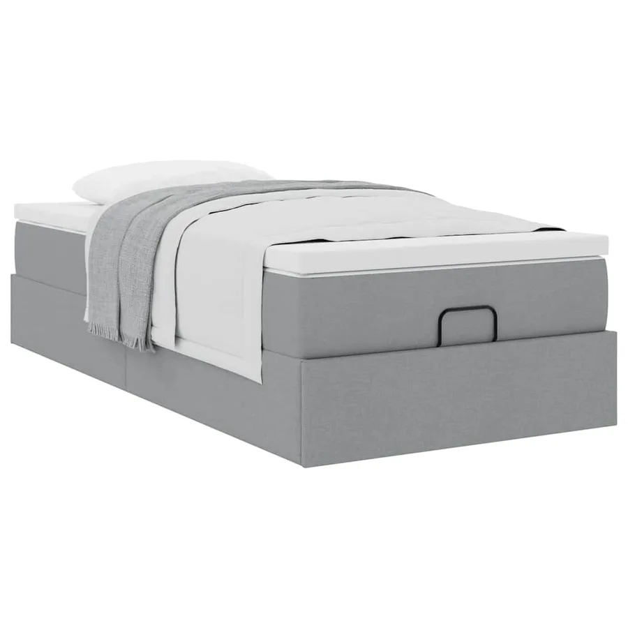 Cadre de lit ottoman avec matelas gris clair 80x200 cm tissu - 5