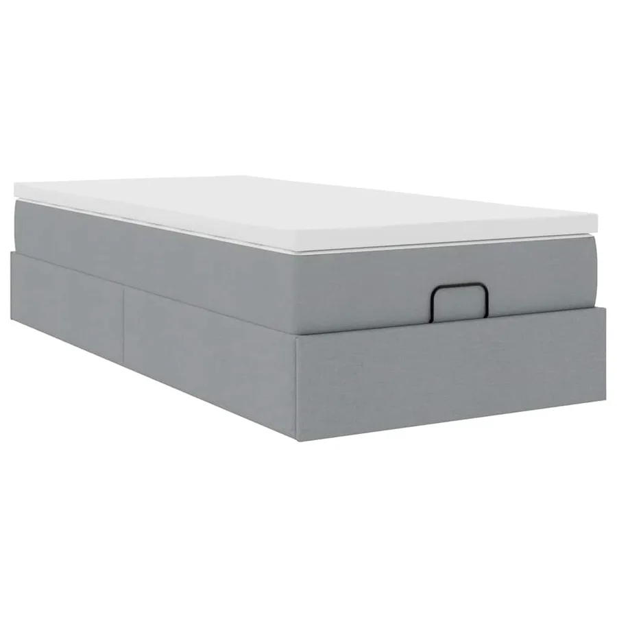Cadre de lit ottoman avec matelas gris clair 80x200 cm tissu - 6