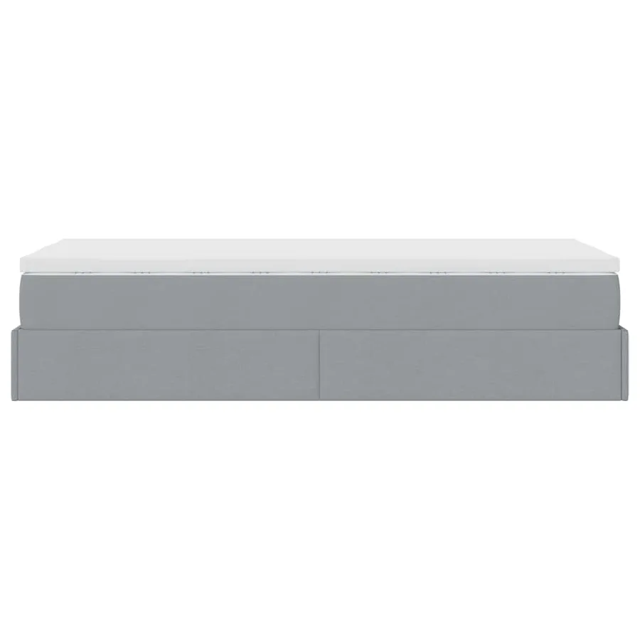 Cadre de lit ottoman avec matelas gris clair 80x200 cm tissu - 9