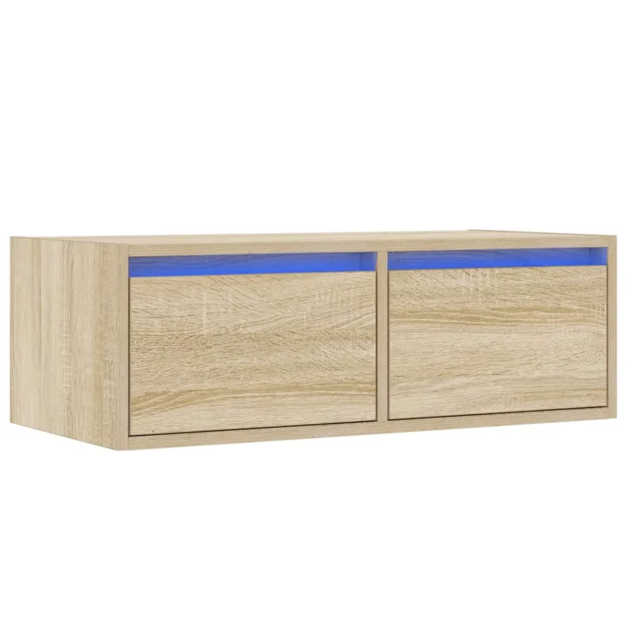 Meuble TV avec lumières LED chêne sonoma 75x35,5x25 cm - 3