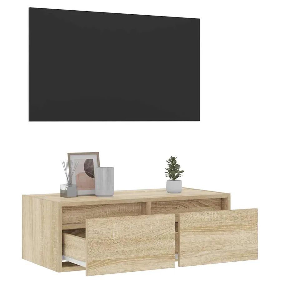 Meuble TV avec lumières LED chêne sonoma 75x35,5x25 cm - 5