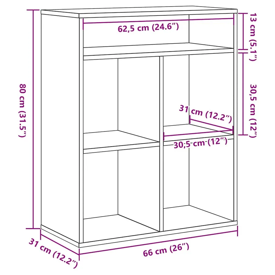 Bibliothèque blanc 66x31x80 cm bois d'ingénierie - 9