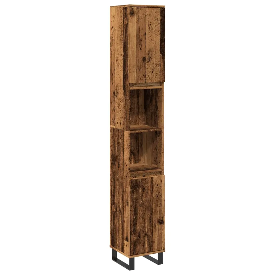 Armoire de salle de bain vieux bois 30x30x190cm bois ingénierie - 2