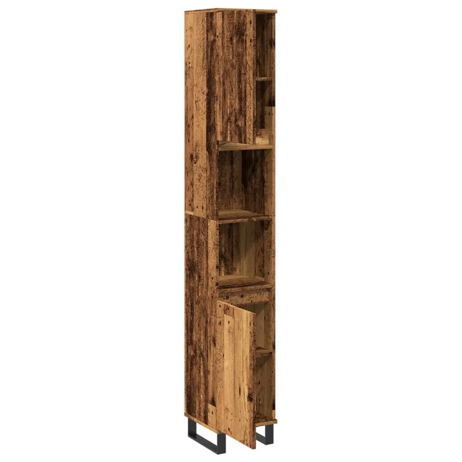 Armoire de salle de bain vieux bois 30x30x190cm bois ingénierie - 7