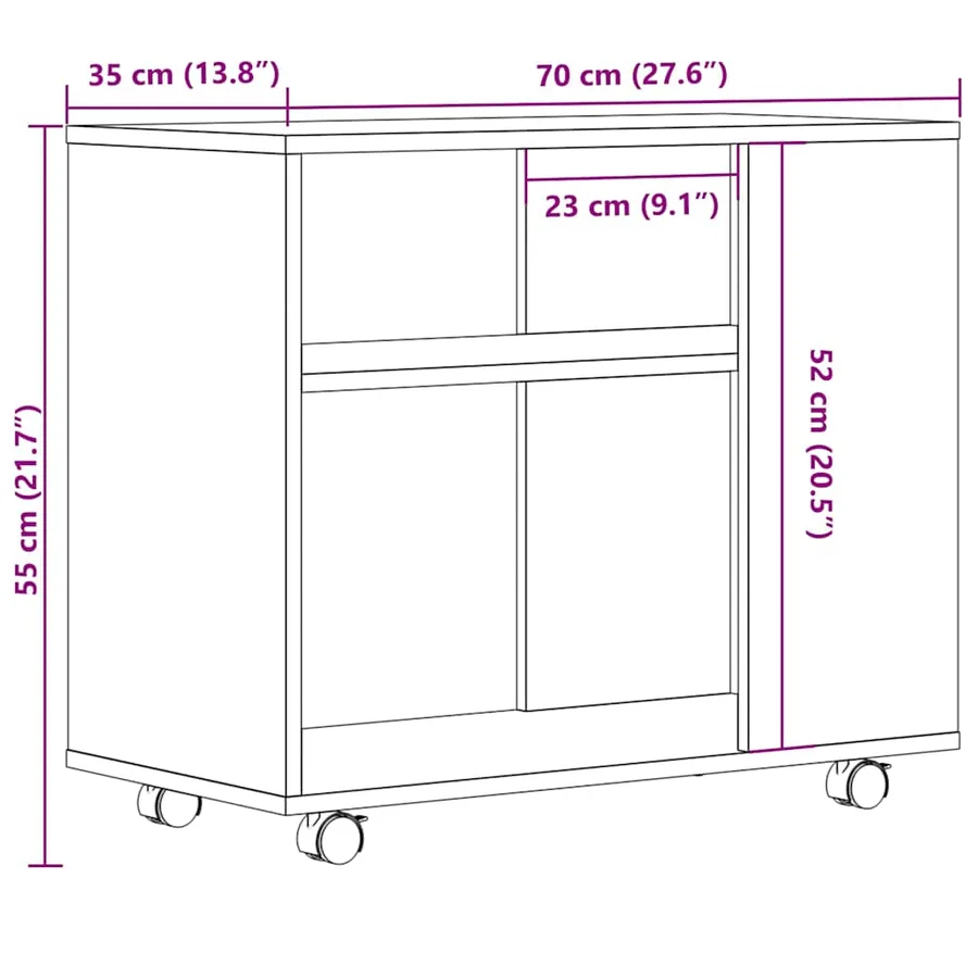 Table d'appoint vieux bois 70x35x55 cm bois d'ingénierie - 9