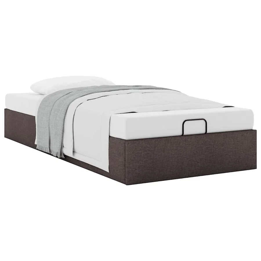 Cadre de lit ottoman sans matelas marron foncé 90x190 cm tissu - 5