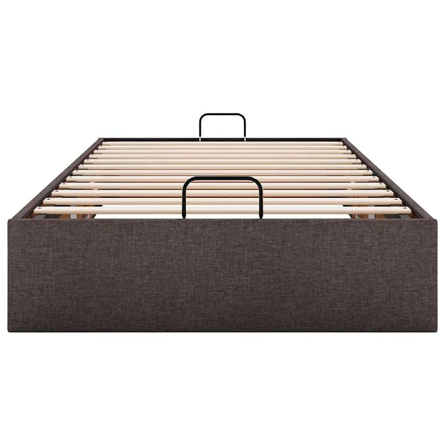 Cadre de lit ottoman sans matelas marron foncé 90x190 cm tissu - 7