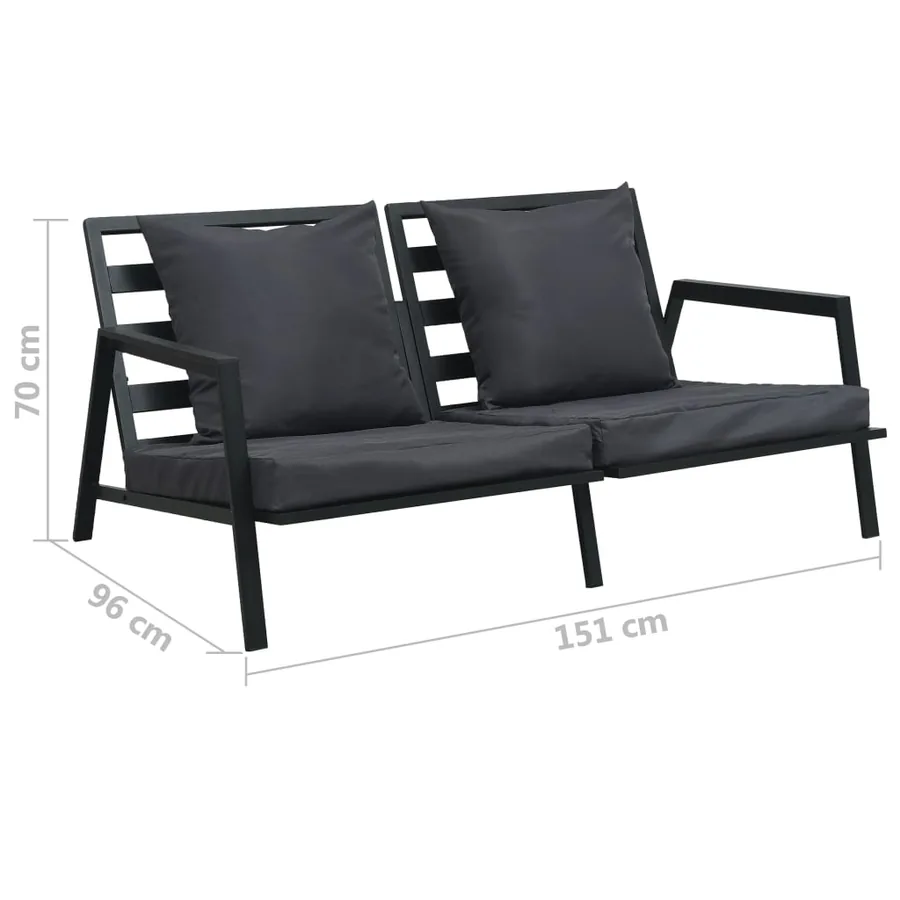 Salon de jardin 5 pcs avec coussins Aluminium Gris foncé - 14