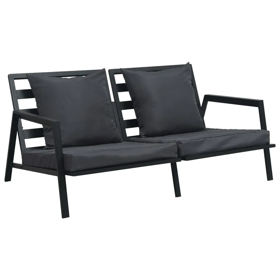 Salon de jardin 5 pcs avec coussins Aluminium Gris foncé - 2