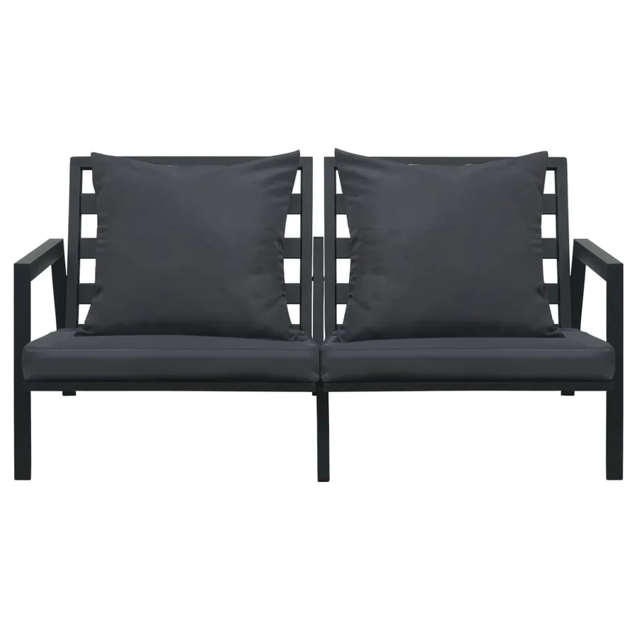 Salon de jardin 5 pcs avec coussins Aluminium Gris foncé - 4
