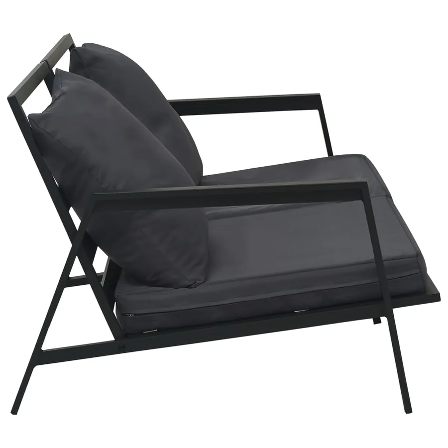 Salon de jardin 5 pcs avec coussins Aluminium Gris foncé - 5
