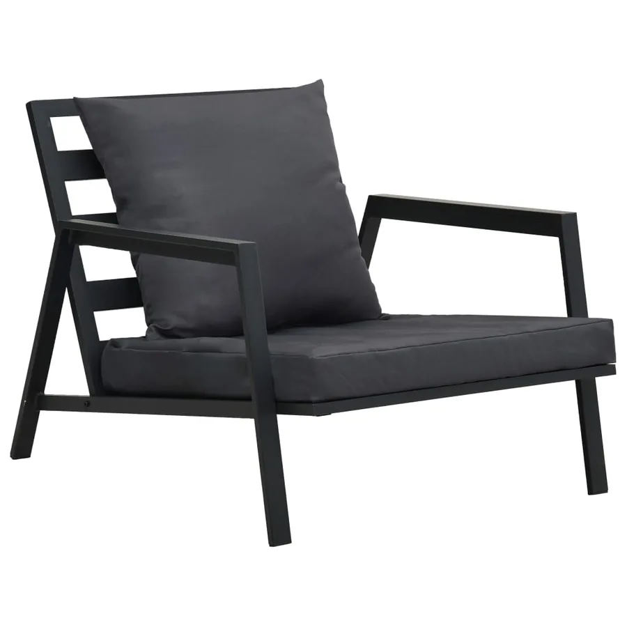Salon de jardin 5 pcs avec coussins Aluminium Gris foncé - 6