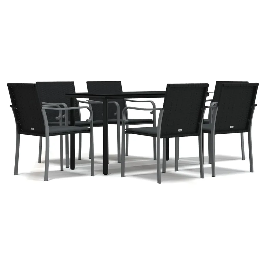 Ensemble à manger de jardin 7 pcs coussins résine tressée acier - 2