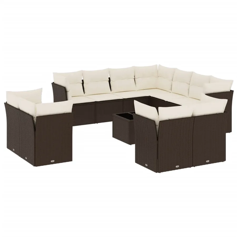 Salon de jardin avec coussins 12 pcs marron résine tressée - 2