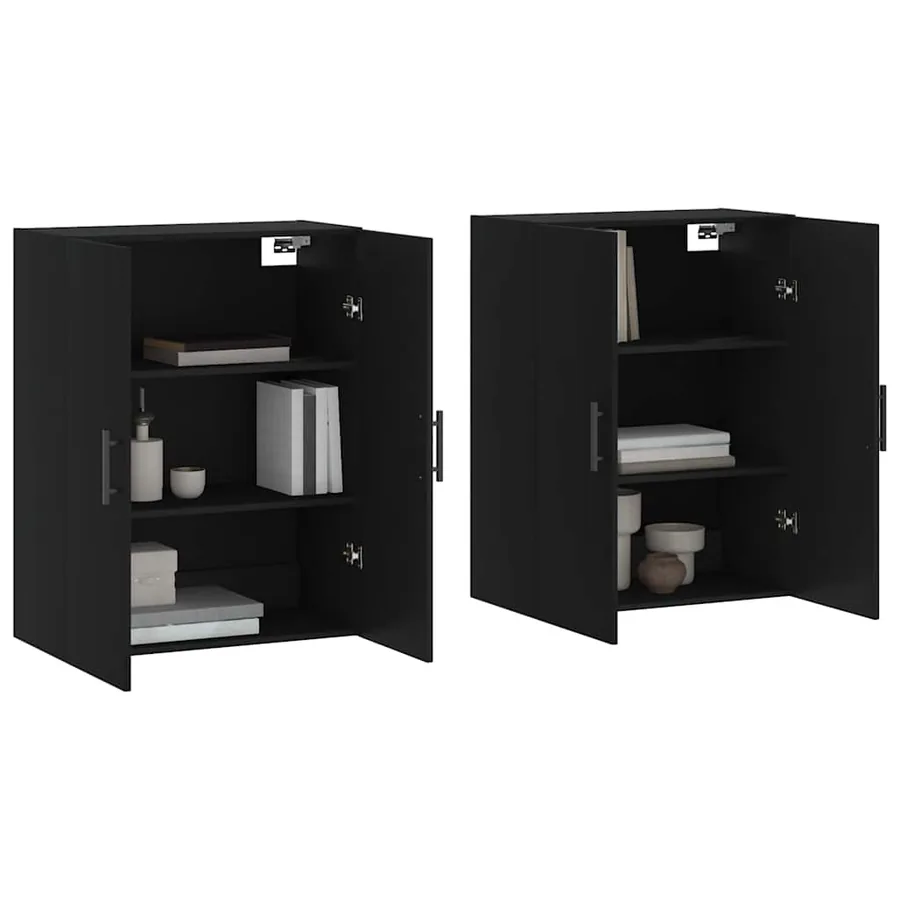 Armoires murales 2 pcs noir 69,5x34x90 cm - 3