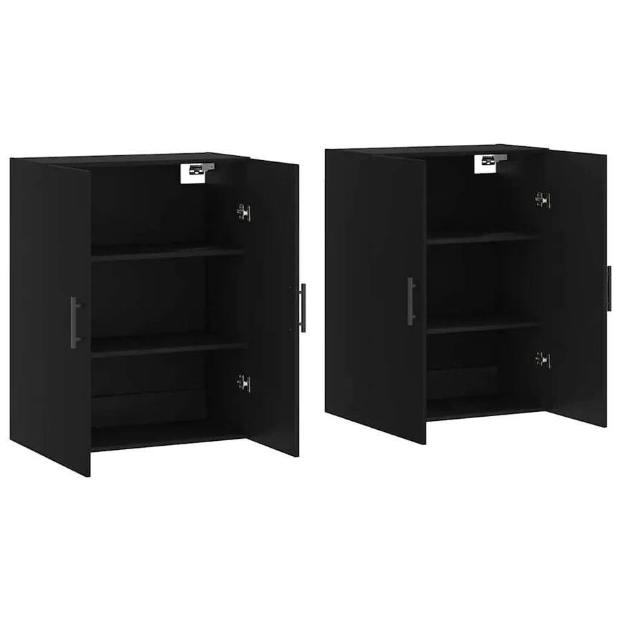Armoires murales 2 pcs noir 69,5x34x90 cm - 4