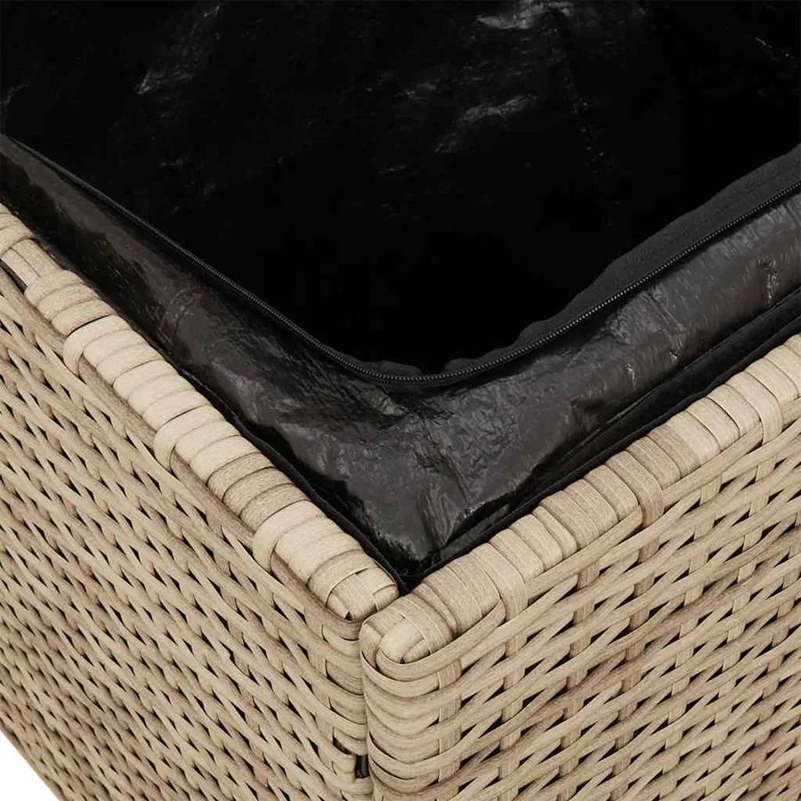 Tabourets de jardin avec coussins lot de 2 beige résine tressée - 11