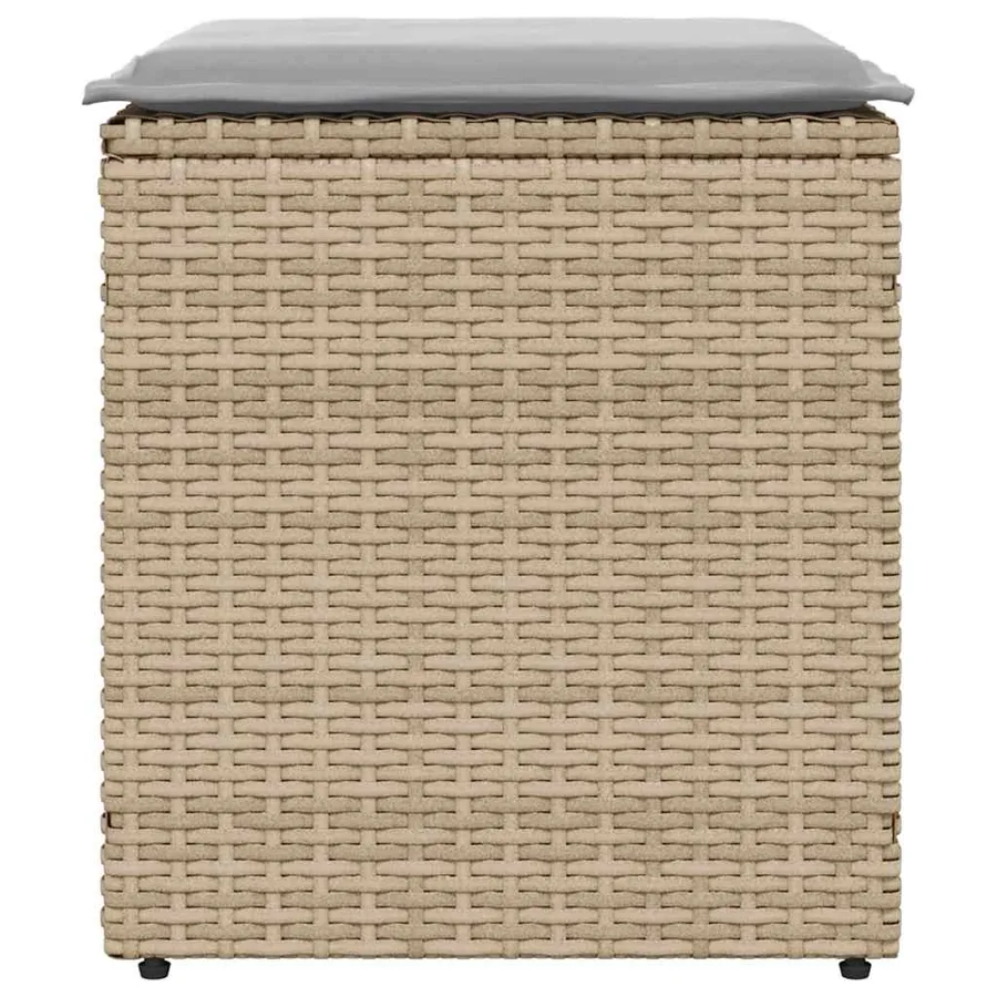 Tabourets de jardin avec coussins lot de 2 beige résine tressée - 4