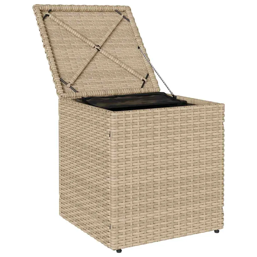 Tabourets de jardin avec coussins lot de 2 beige résine tressée - 6