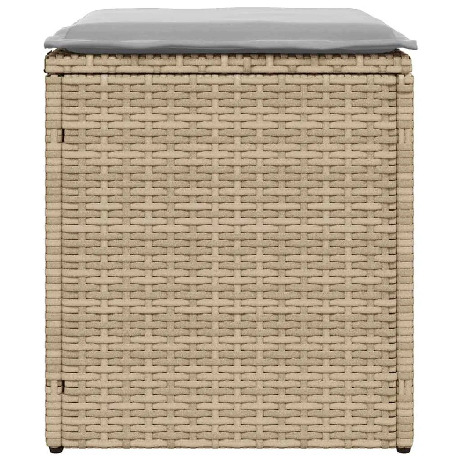 Tabourets de jardin avec coussins lot de 2 beige résine tressée - 7