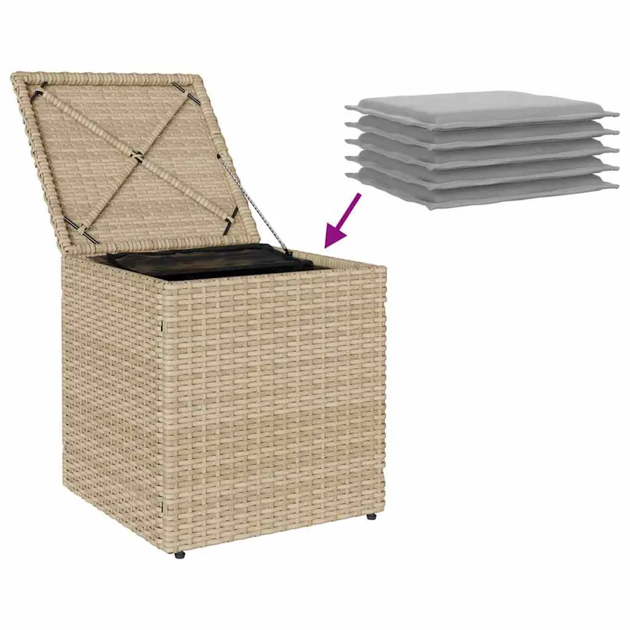 Tabourets de jardin avec coussins lot de 2 beige résine tressée - 9