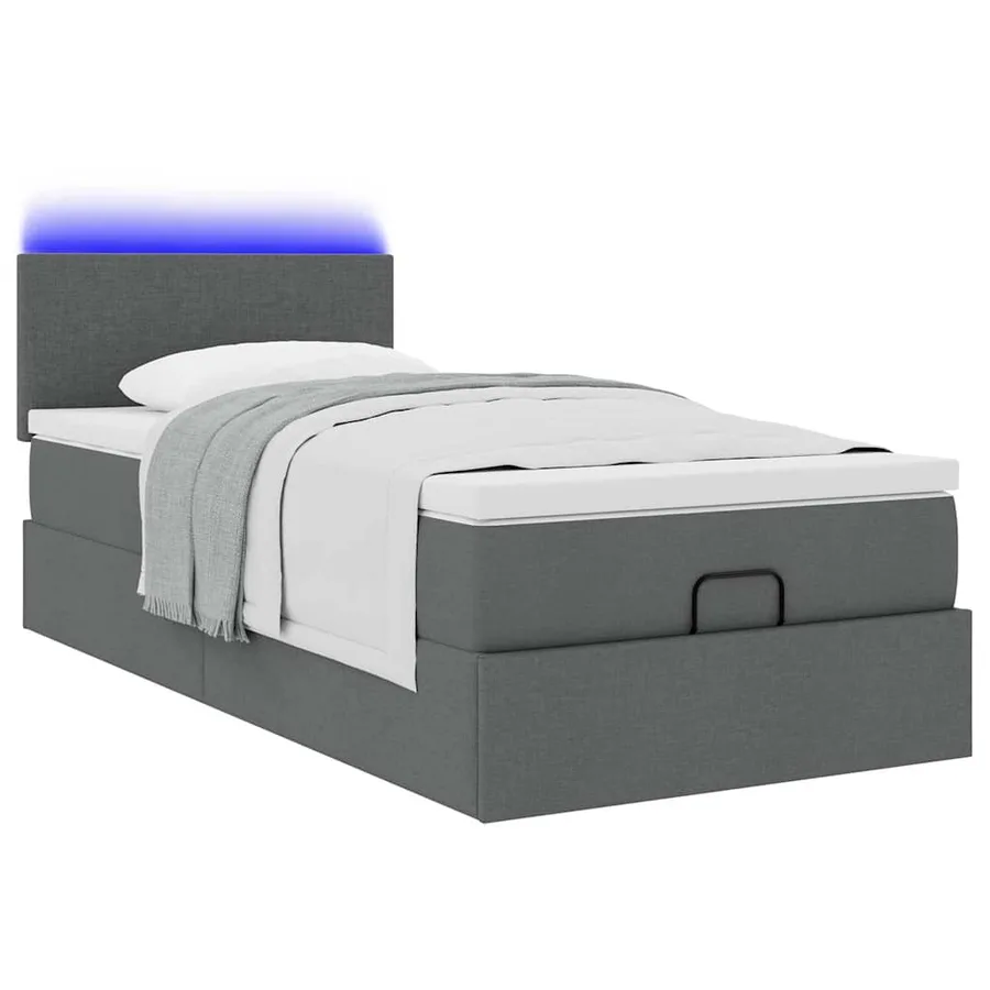 Cadre de lit ottoman avec matelas gris foncé 90x190 cm tissu - 6