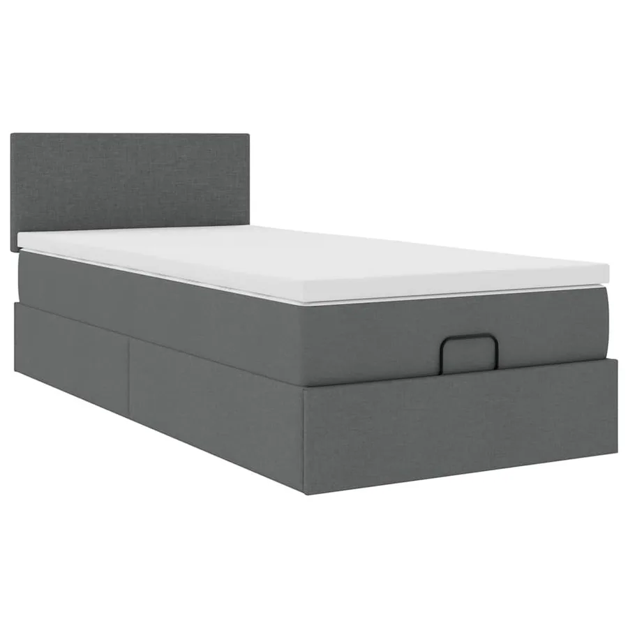 Cadre de lit ottoman avec matelas gris foncé 90x190 cm tissu - 7