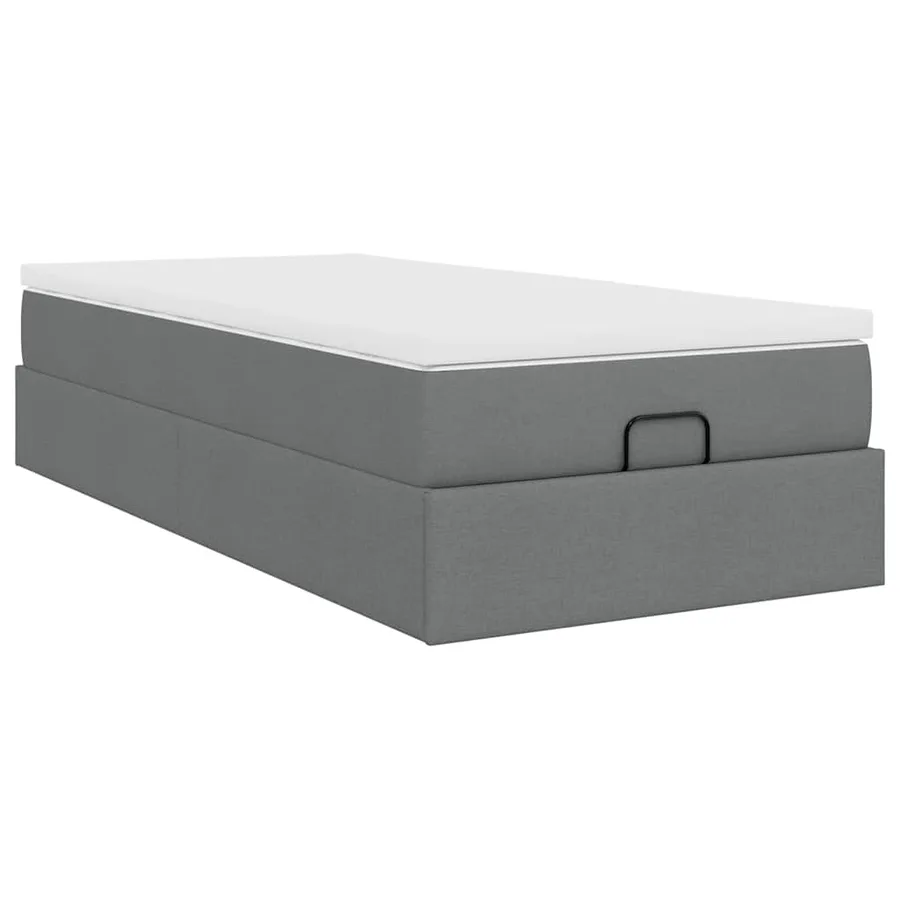 Cadre de lit ottoman avec matelas gris foncé 90x190 cm tissu - 10
