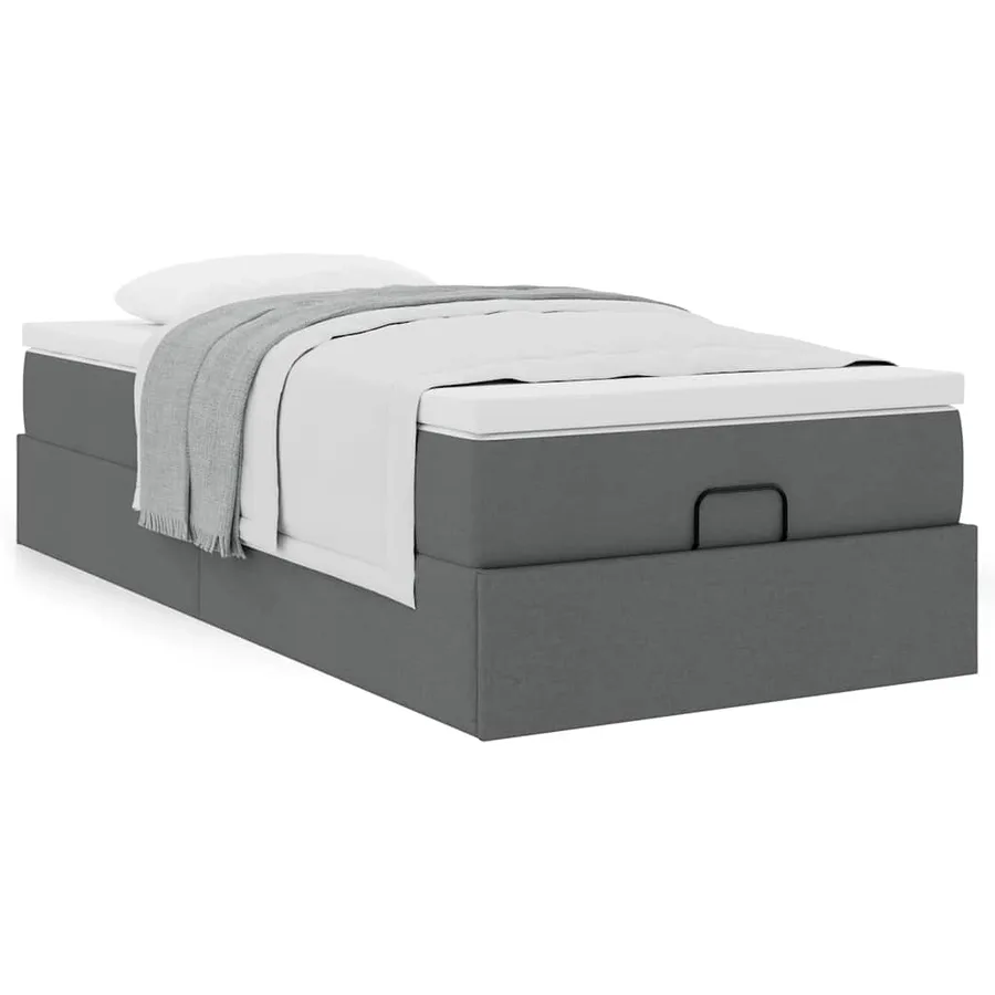 Cadre de lit ottoman avec matelas gris foncé 90x190 cm tissu - 4