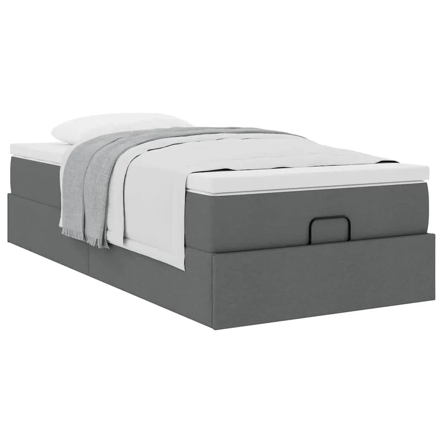 Cadre de lit ottoman avec matelas gris foncé 90x190 cm tissu - 5