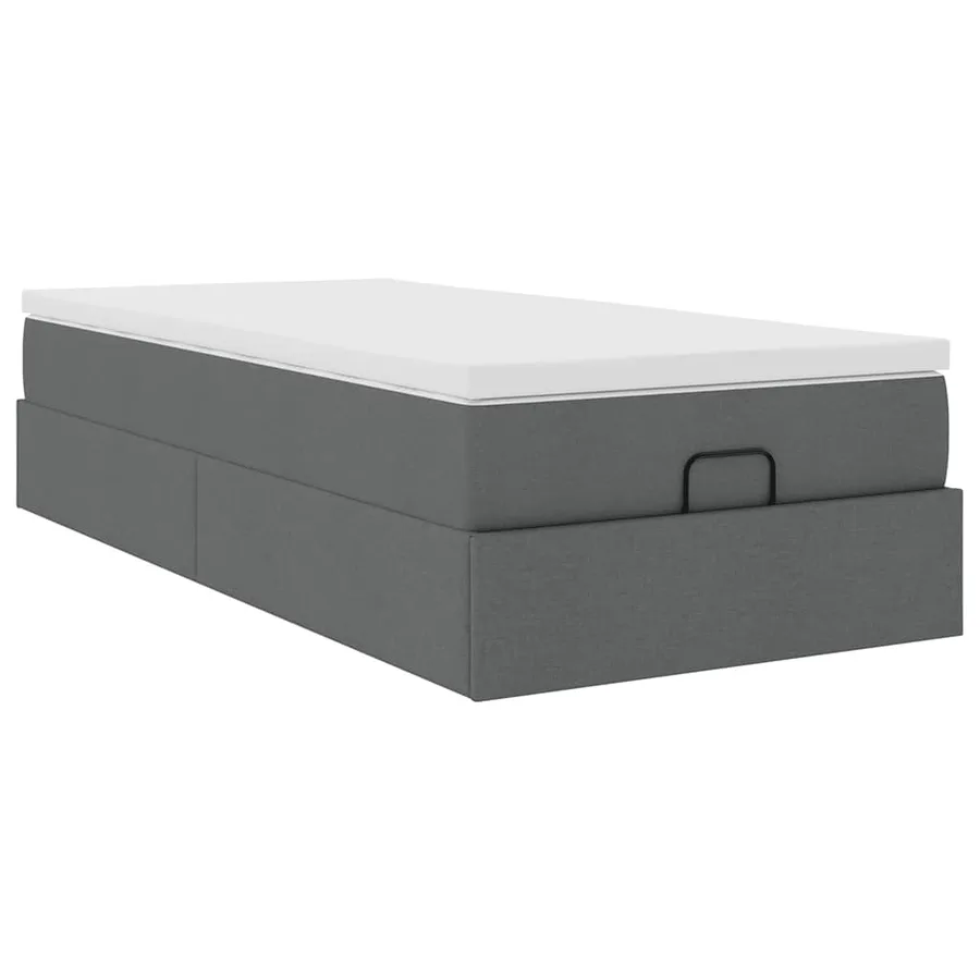 Cadre de lit ottoman avec matelas gris foncé 90x190 cm tissu - 6