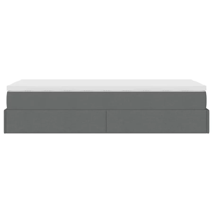 Cadre de lit ottoman avec matelas gris foncé 90x190 cm tissu - 9