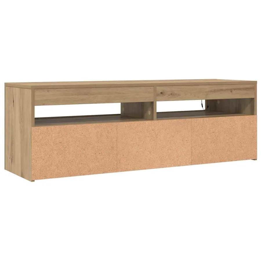 Meuble TV avec lumières LED chêne artisanal bois d'ingénierie - 9