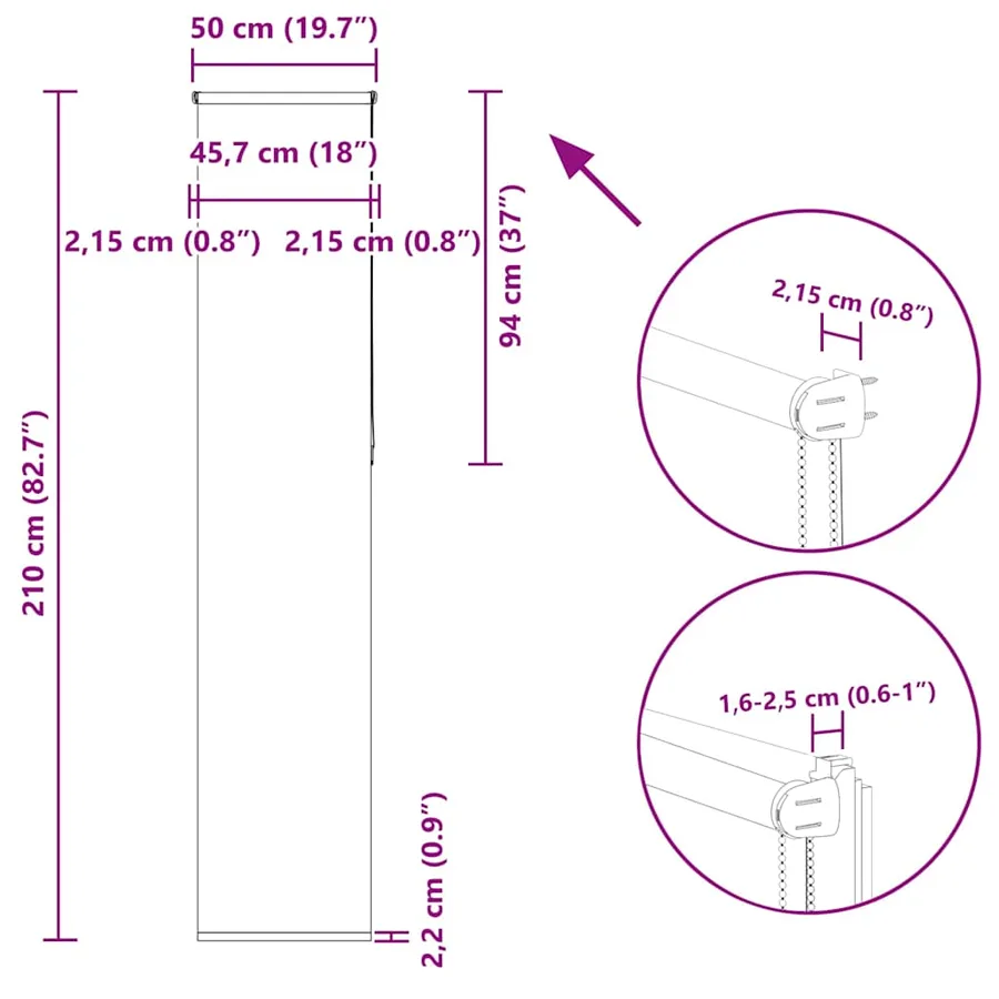 Store enrouleur occultant largeur du tissu 45,7 cm polyester - 18