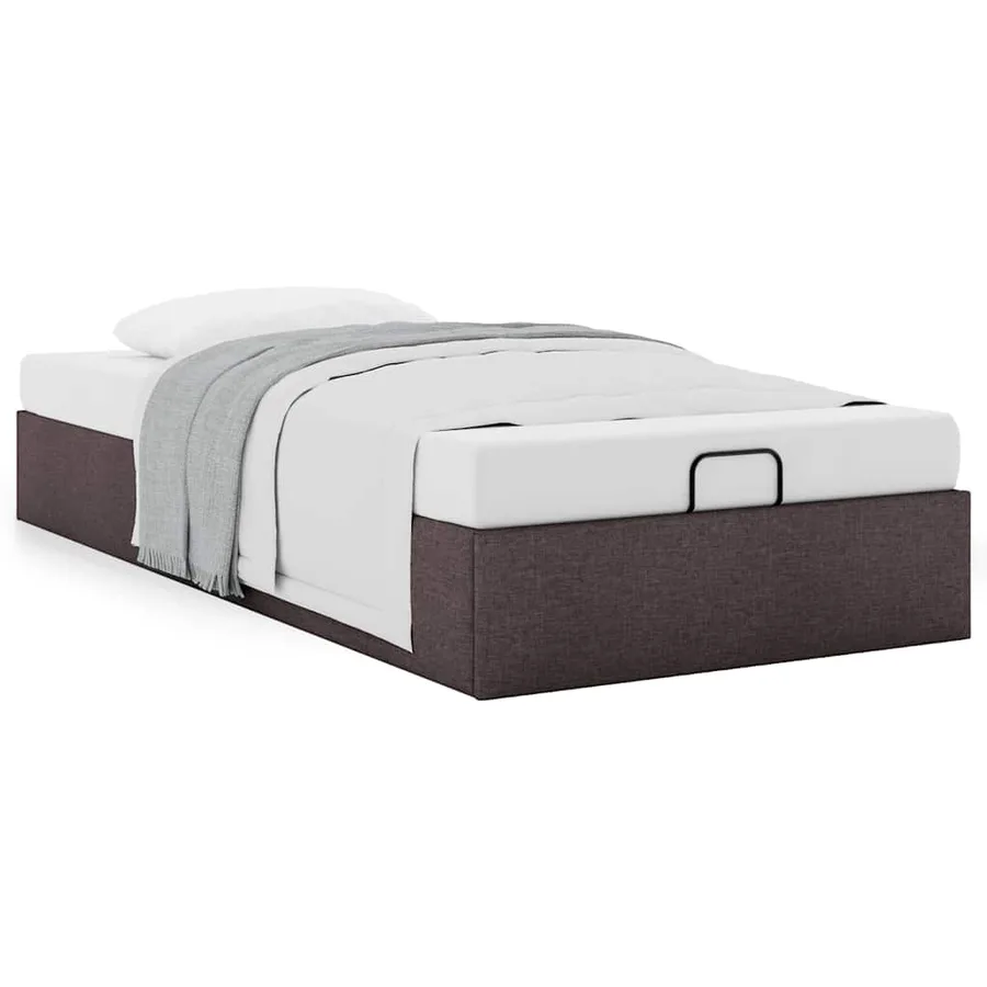 Cadre de lit ottoman sans matelas marron foncé 80x200 cm tissu - 4
