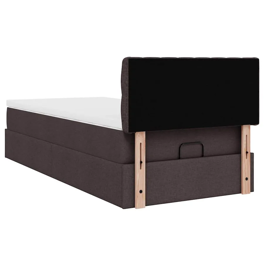 Cadre de lit ottoman avec matelas marron foncé 80x200 cm tissu - 12