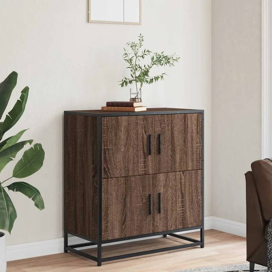 Buffet chêne marron 68x35x76 cm bois d'ingénierie - 3