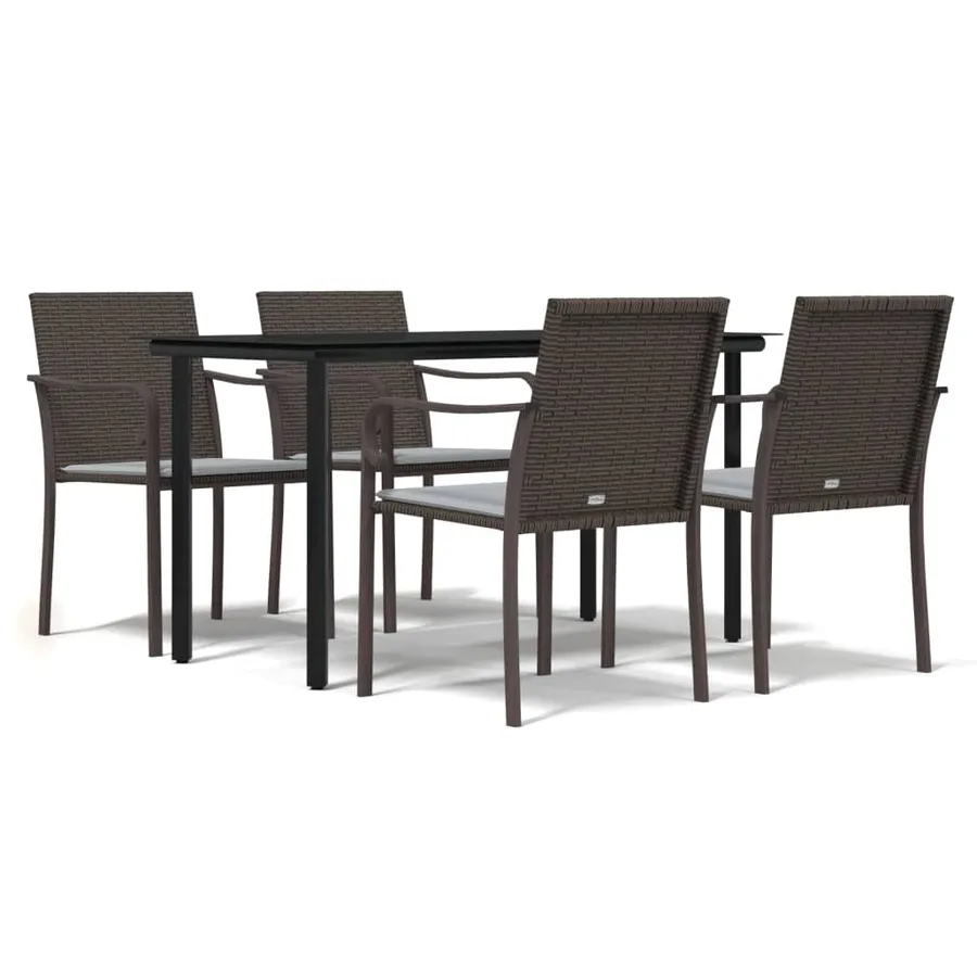 Ensemble à manger de jardin 5 pcs coussins résine tressée acier - 2
