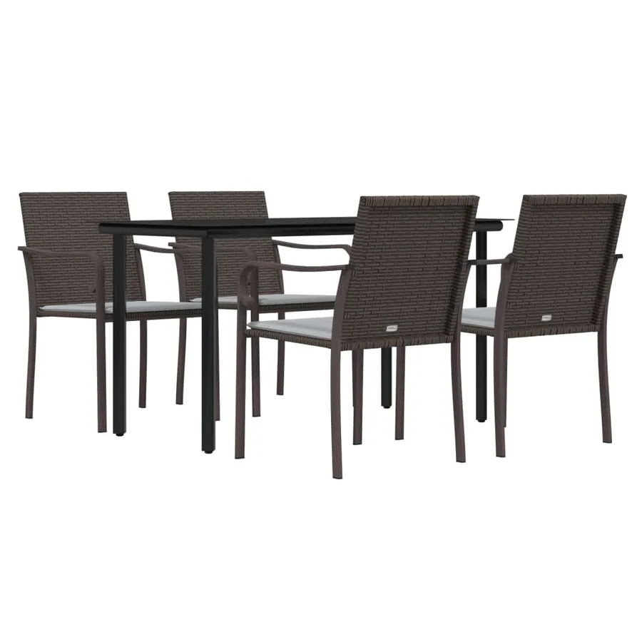 Ensemble à manger de jardin 5 pcs coussins résine tressée acier - 3