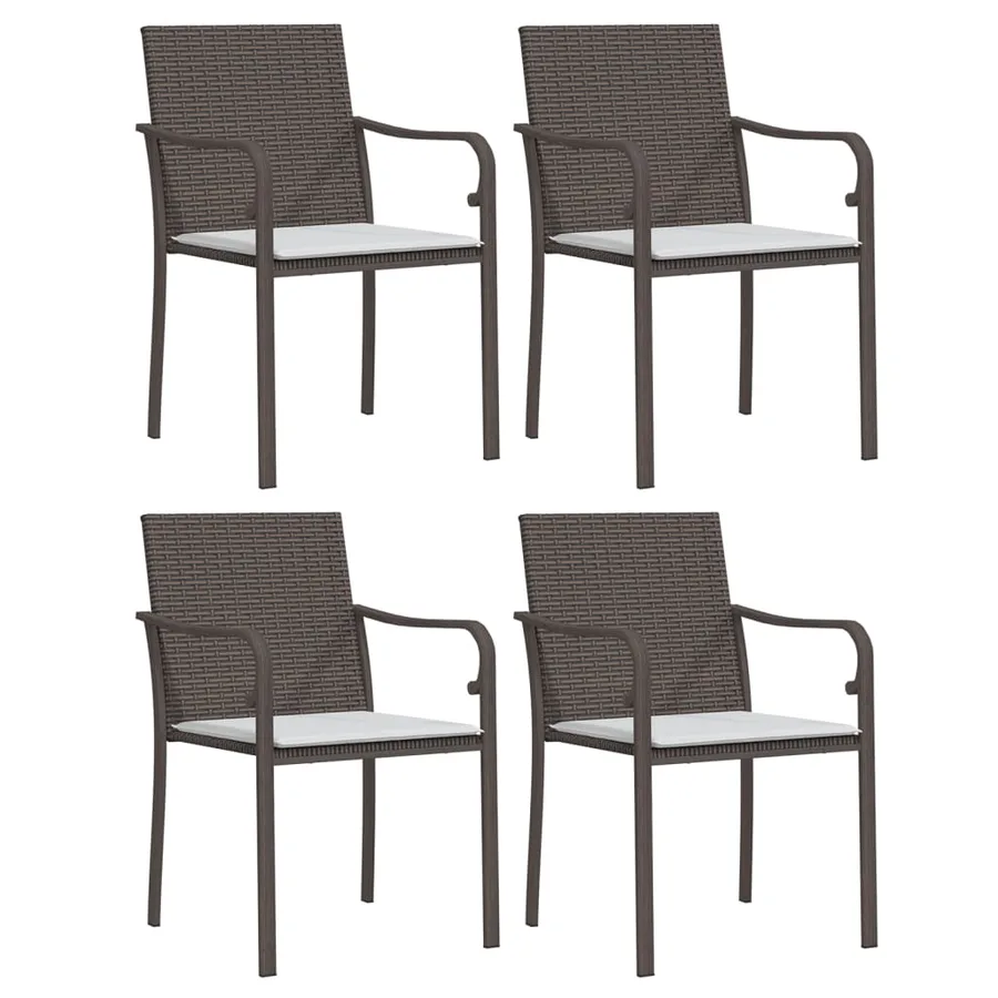 Ensemble à manger de jardin 5 pcs coussins résine tressée acier - 4