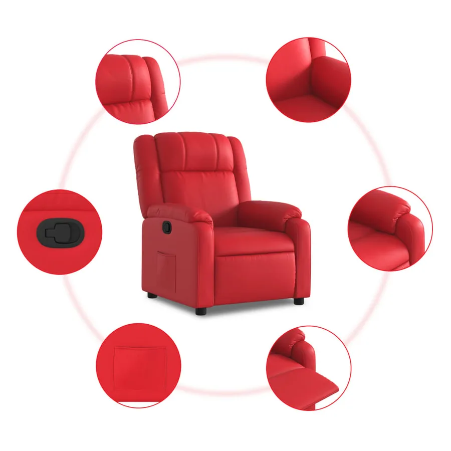 Fauteuil inclinable Rouge Similicuir - 5