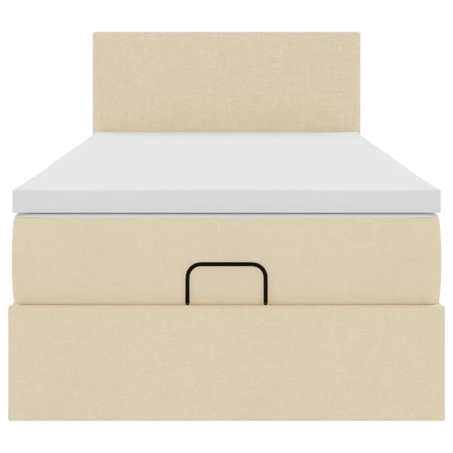 Cadre de lit ottoman avec matelas crème 80x200 cm tissu - 7