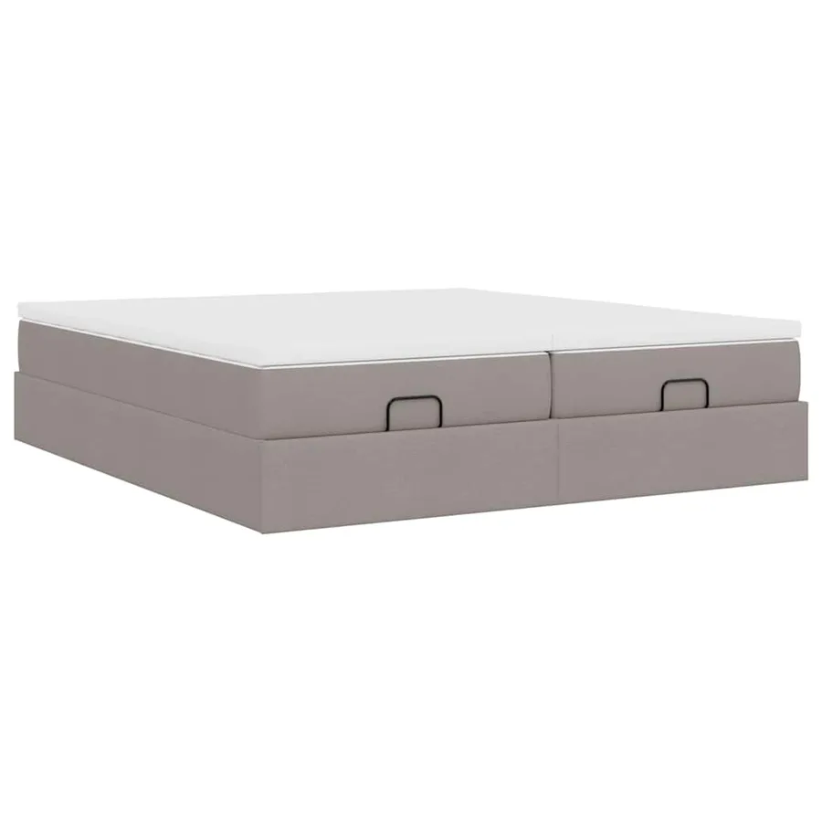 Cadre de lit ottoman avec matelas taupe 160x200 cm tissu - 10