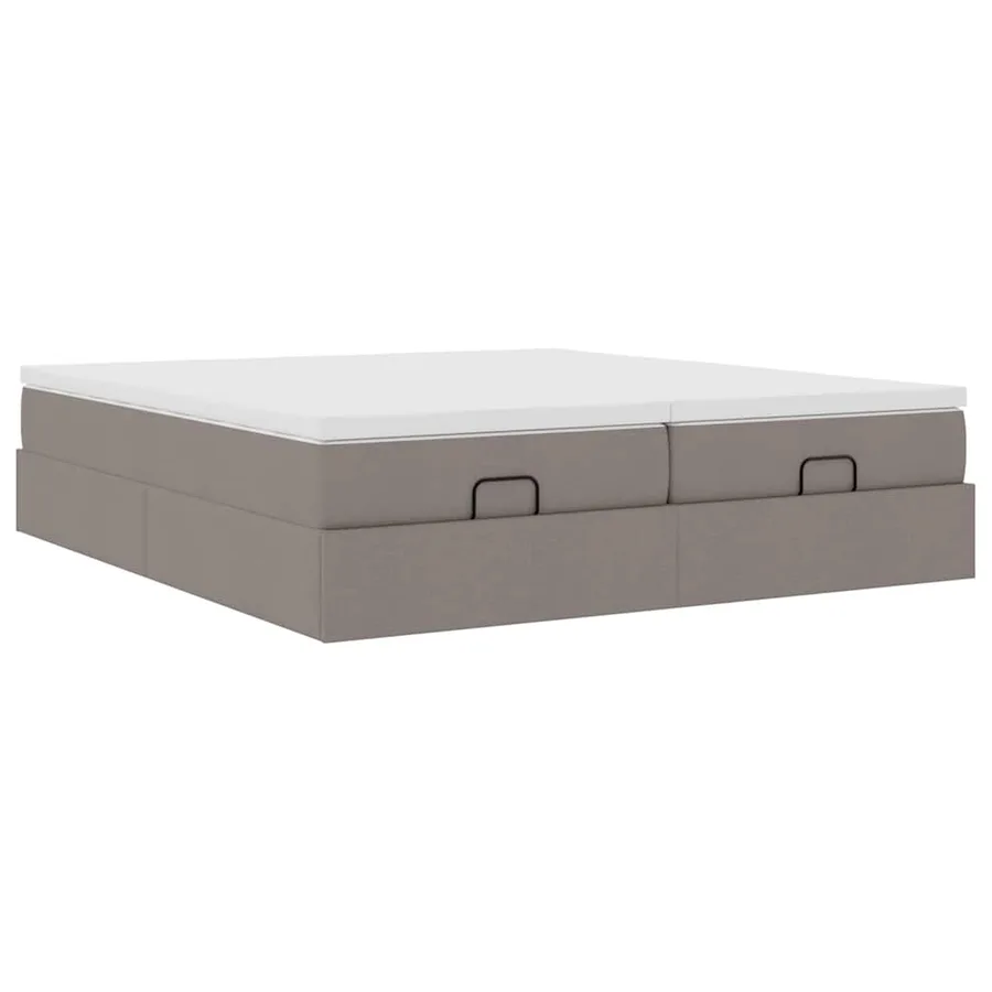 Cadre de lit ottoman avec matelas taupe 160x200 cm tissu - 6