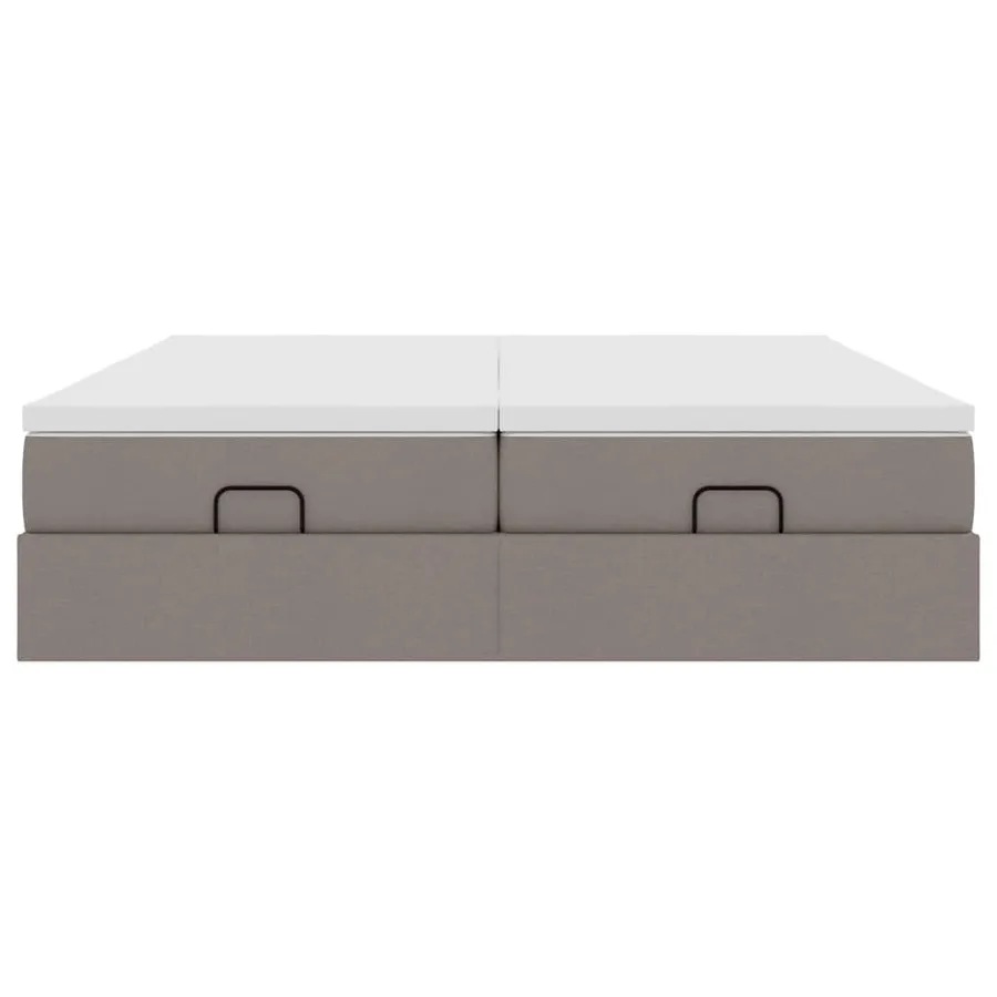 Cadre de lit ottoman avec matelas taupe 160x200 cm tissu - 7