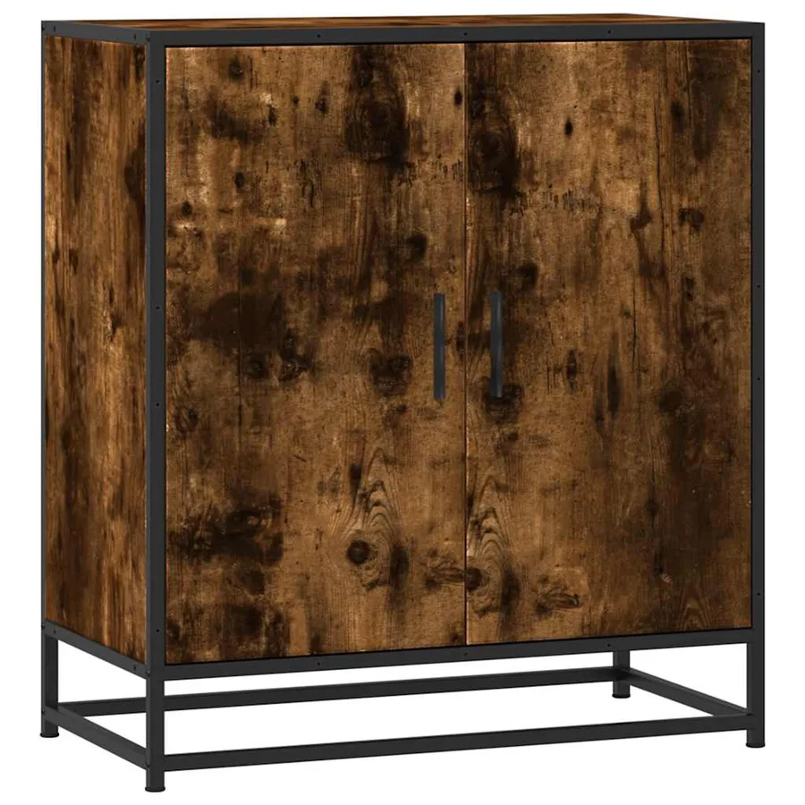 Buffet chêne fumé 68x35x76 cm bois d'ingénierie et métal - 2