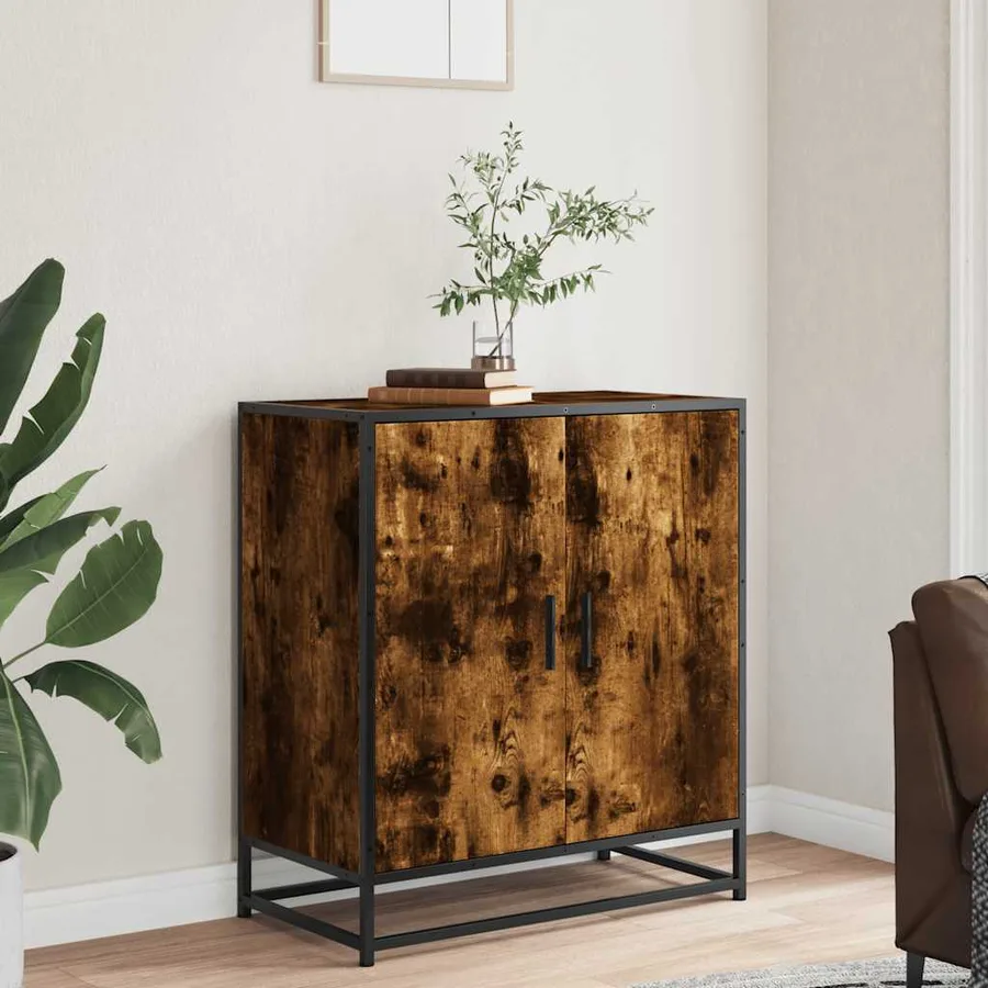Buffet chêne fumé 68x35x76 cm bois d'ingénierie et métal - 3